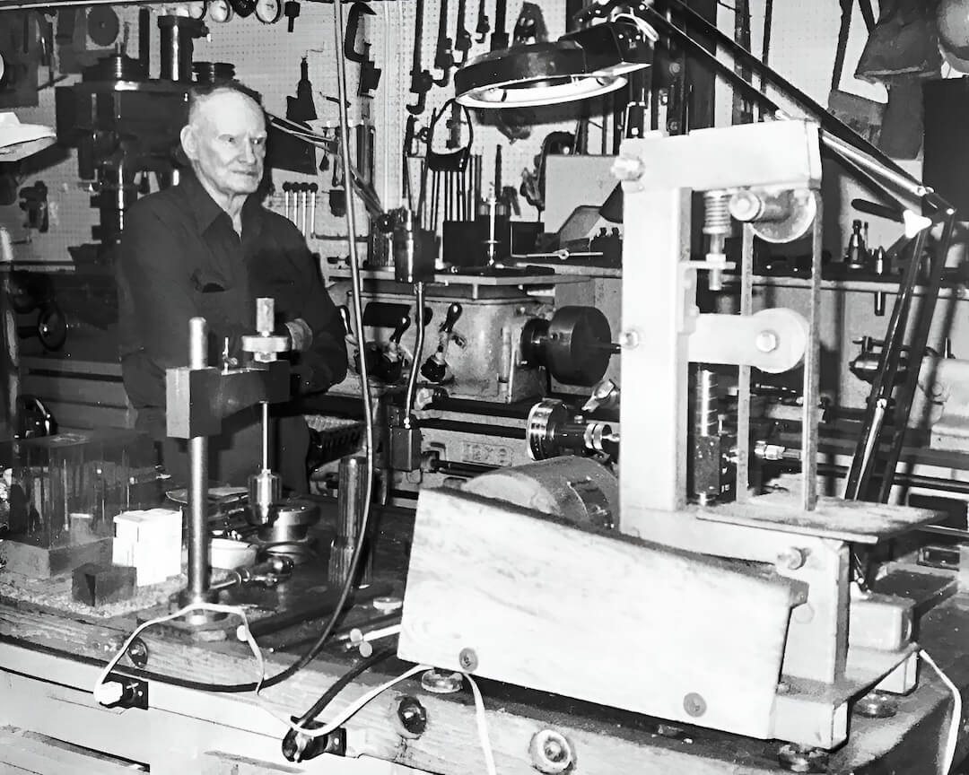 Palmer in his radio workshop, Baker ND