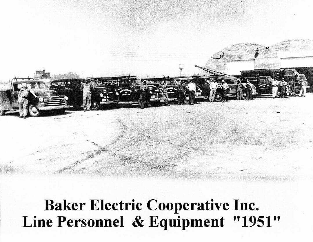 Baker Electric cooperative men and equipment