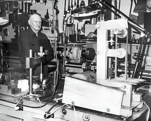 Palmer Stadum in his shop